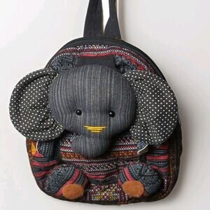 Elephant Mini Backpack - Boho Tribal Print 9x8 - Adjustable Straps
